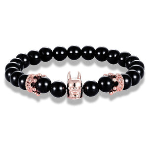 Glamour couple bracelet Batman handmade men's bracelet jewelry double crown accessories natural stone elastic bracelet gift