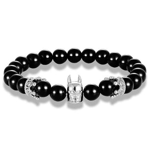 Glamour couple bracelet Batman handmade men's bracelet jewelry double crown accessories natural stone elastic bracelet gift