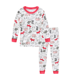 100% cotton Baby boys pajamas girls cartoon sleepwear animal kids pyjamas sets baby cotton nightwear long sleeves tops+pant sets