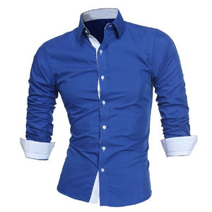 Fashion Mens Formal Business Stylish Slim Fit Long Sleeve Basic Dress Shirts Tops Plus Size M-4XL