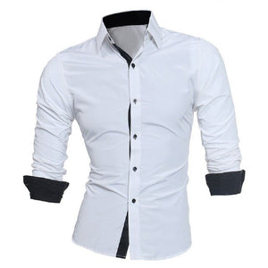 Fashion Mens Formal Business Stylish Slim Fit Long Sleeve Basic Dress Shirts Tops Plus Size M-4XL