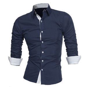 Fashion Mens Formal Business Stylish Slim Fit Long Sleeve Basic Dress Shirts Tops Plus Size M-4XL