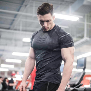 Mens Compression Skinny T-shirt Gyms Fitness Bodybuilding t shirt Male Summer Casual Workout Tee Tops Crossfit Brand Clothing