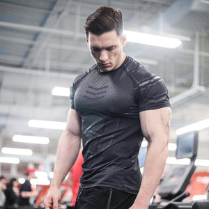 Mens Compression Skinny T-shirt Gyms Fitness Bodybuilding t shirt Male Summer Casual Workout Tee Tops Crossfit Brand Clothing