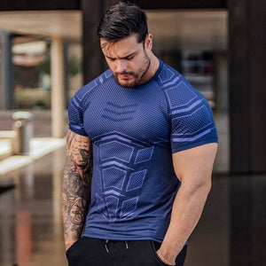 Mens Compression Skinny T-shirt Gyms Fitness Bodybuilding t shirt Male Summer Casual Workout Tee Tops Crossfit Brand Clothing