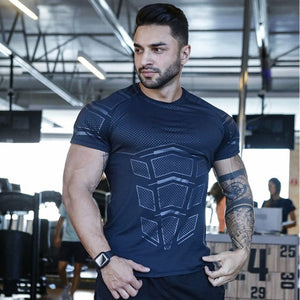 Mens Compression Skinny T-shirt Gyms Fitness Bodybuilding t shirt Male Summer Casual Workout Tee Tops Crossfit Brand Clothing