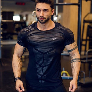Mens Compression Skinny T-shirt Gyms Fitness Bodybuilding t shirt Male Summer Casual Workout Tee Tops Crossfit Brand Clothing