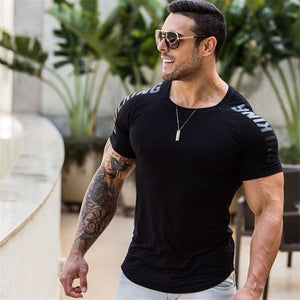 Mens Compression Skinny T-shirt Gyms Fitness Bodybuilding t shirt Male Summer Casual Workout Tee Tops Crossfit Brand Clothing