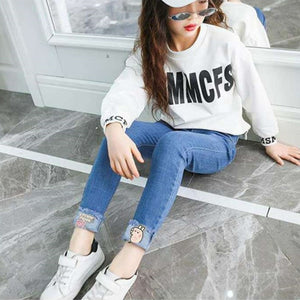Fashion Toddler Girls Jeans Children Clothing Casual Baby Denim Trousers Bottom Kids Clothes Girls Pants Teenager Jean Fille