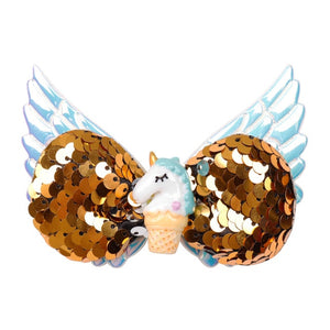 Oaoleer Hair Accessories Unicorn Barrettes for Girls Glitter Hair Clips Wings Rainbow Hairgrips with Unicorn Bowknot Headwear