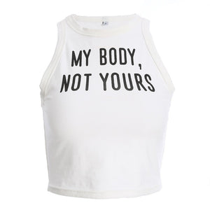 2019 New Woman Cotton T Shirt Summer Ladies Letter Print Bare-midriff Tops Tees Sleeveless Black Tops Casual Short Length