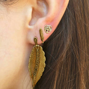 Fashion  Bohemian Gold Round Tree of Life Earrings for Women Big Leaf Dangle Earings Jewelry Retro Women Accessories