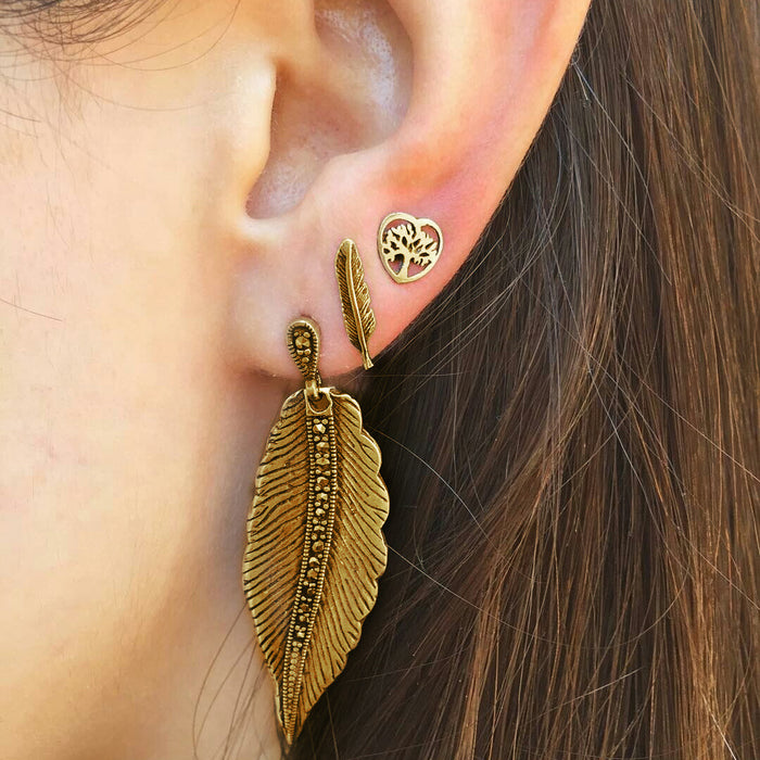 Fashion  Bohemian Gold Round Tree of Life Earrings for Women Big Leaf Dangle Earings Jewelry Retro Women Accessories