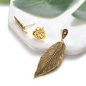 Fashion  Bohemian Gold Round Tree of Life Earrings for Women Big Leaf Dangle Earings Jewelry Retro Women Accessories