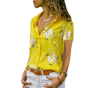 Blouse Women Female Casual Short Sleeve Floral Print Neck Loose Shirt Blusas Tee Blouses Lady 2019 Summer Tops Plus Size 5XL H30