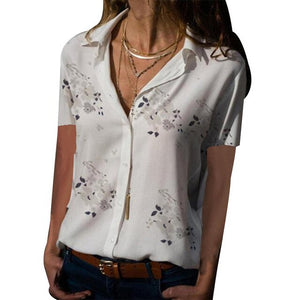 Blouse Women Female Casual Short Sleeve Floral Print Neck Loose Shirt Blusas Tee Blouses Lady 2019 Summer Tops Plus Size 5XL H30