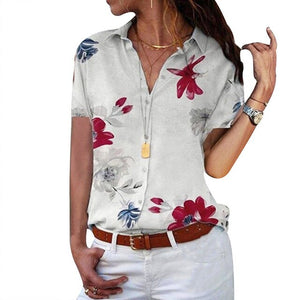 Blouse Women Female Casual Short Sleeve Floral Print Neck Loose Shirt Blusas Tee Blouses Lady 2019 Summer Tops Plus Size 5XL H30