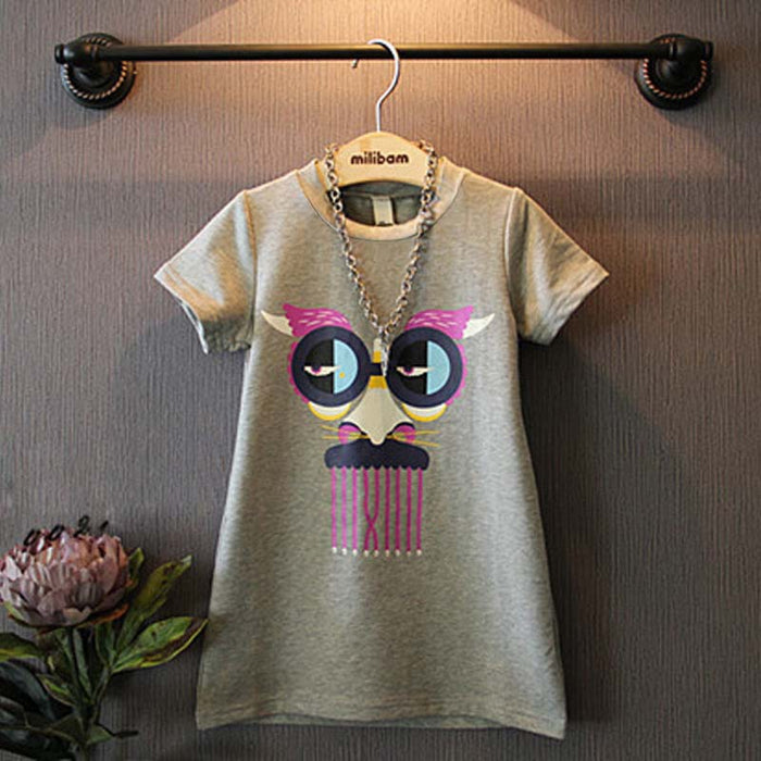 Kids Girl Fashion casual funny cartoon pattern medium T-shirt top 2019 Summer Long T-shirt