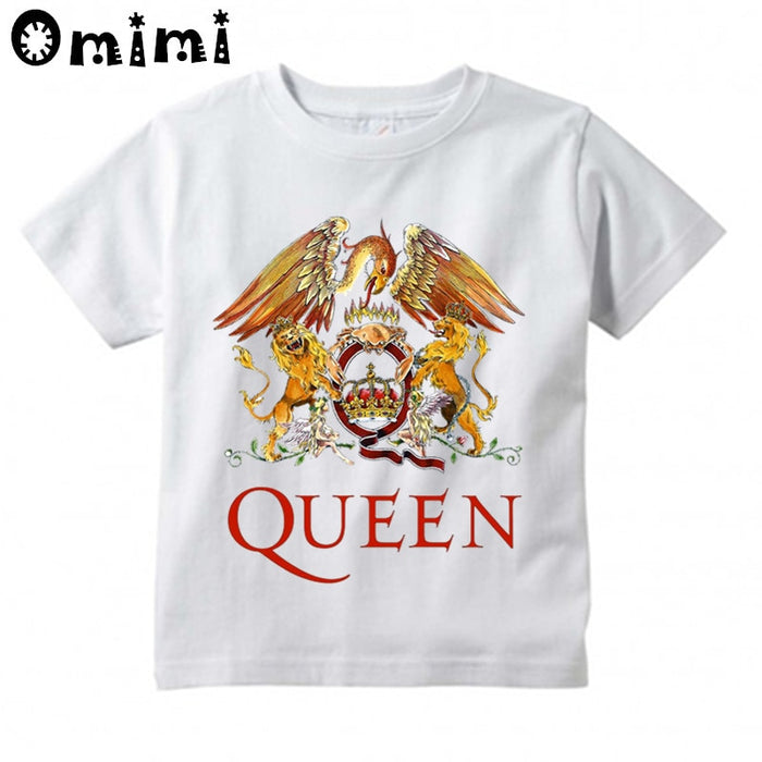 Boys/Girls Rock Band Queen Printed T Shirt Kids Casual Short Sleeve Tops Children's Funny White T-Shirt